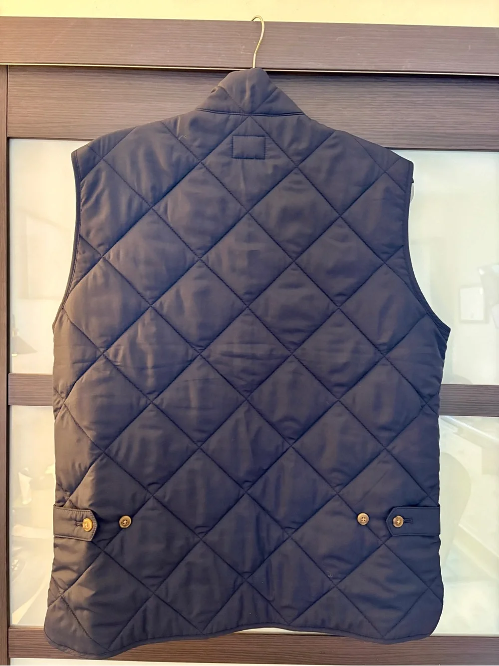 J. Crew Quilted Vest in Navy with Tan Lining